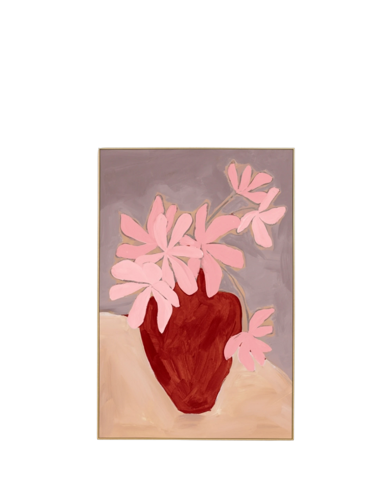 Bold Arrangement Red 1 Canvas Print 80cm x 120cm - Light Timber Frame