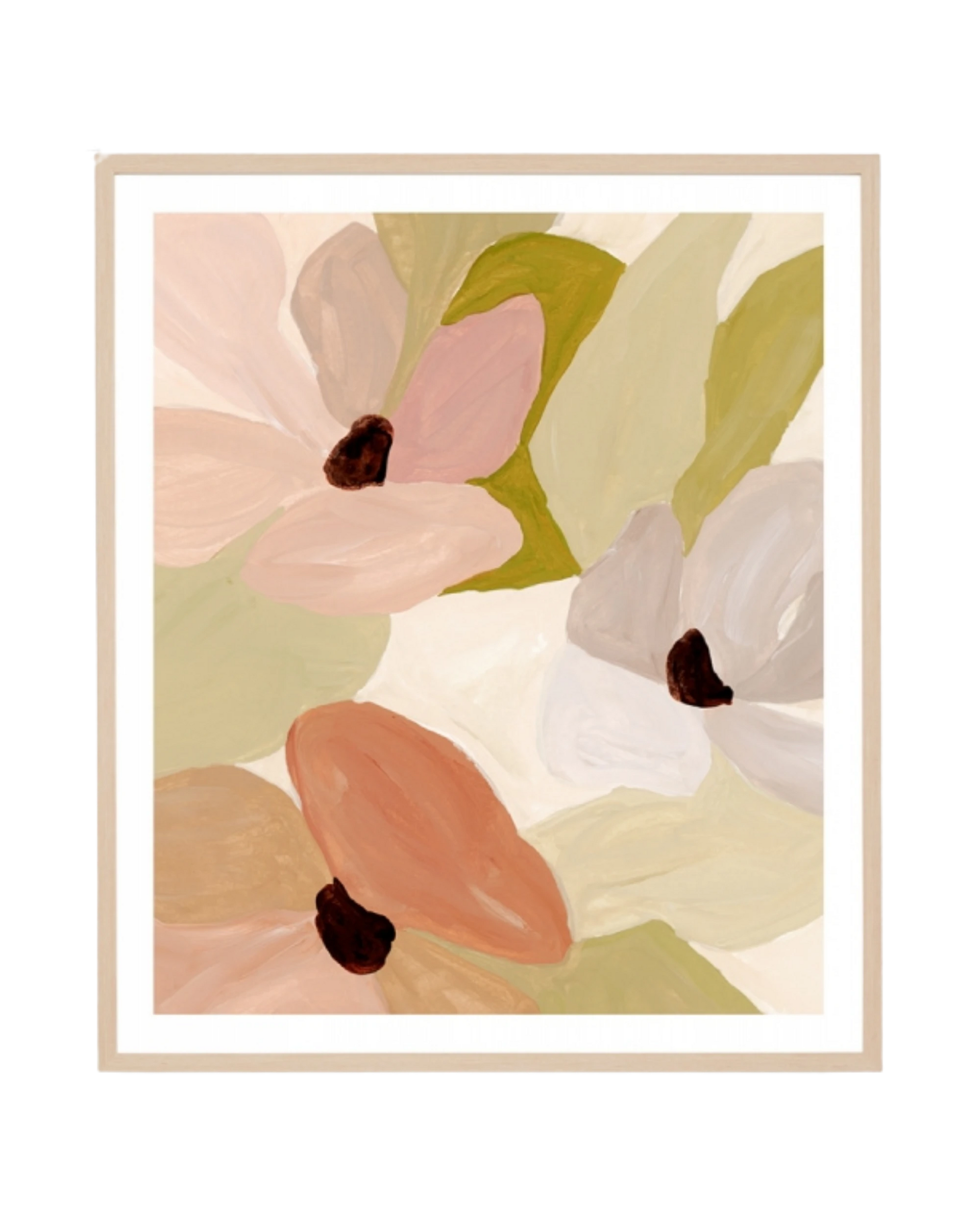 Bold Posy Summer Portait Print 75cm x 85cm - Light Timber Frame