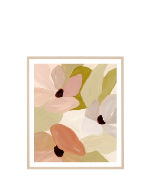 Bold Posy Summer Portait Print 75cm x 85cm - Light Timber Frame