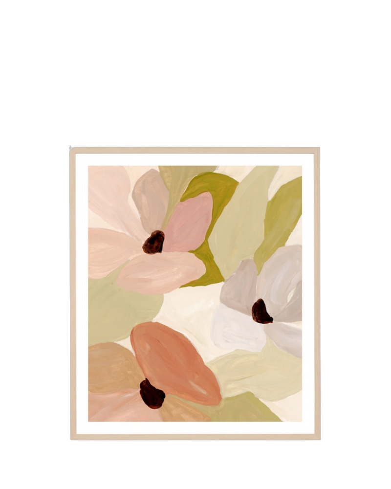 Bold Posy Summer Portait Print 75cm x 85cm - Light Timber Frame