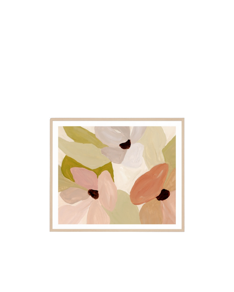 Bold Posy Summer Portait Print 88cm x 103cm - Light Timber Frame