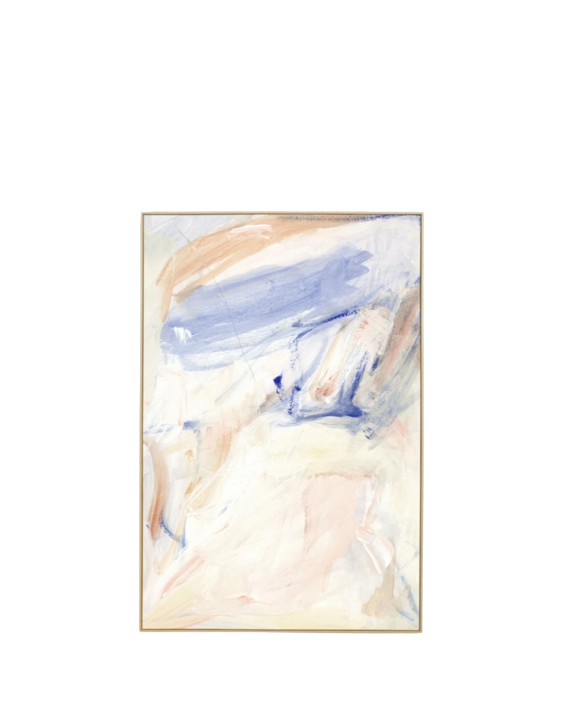 Celine Blue Canvas Print 80cm x 120cm - Light Timber Frame