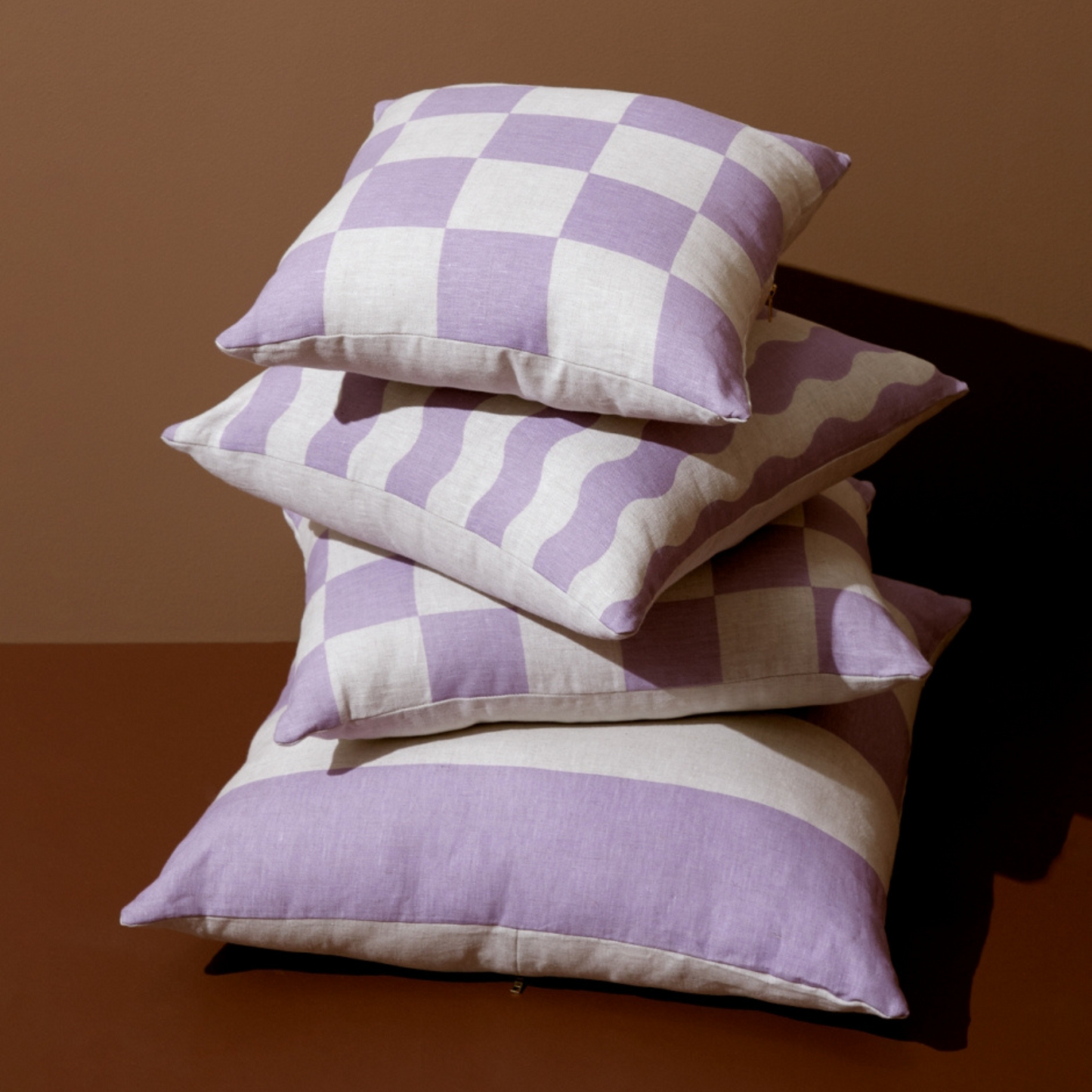 Big Check Square Cushion - Lavender