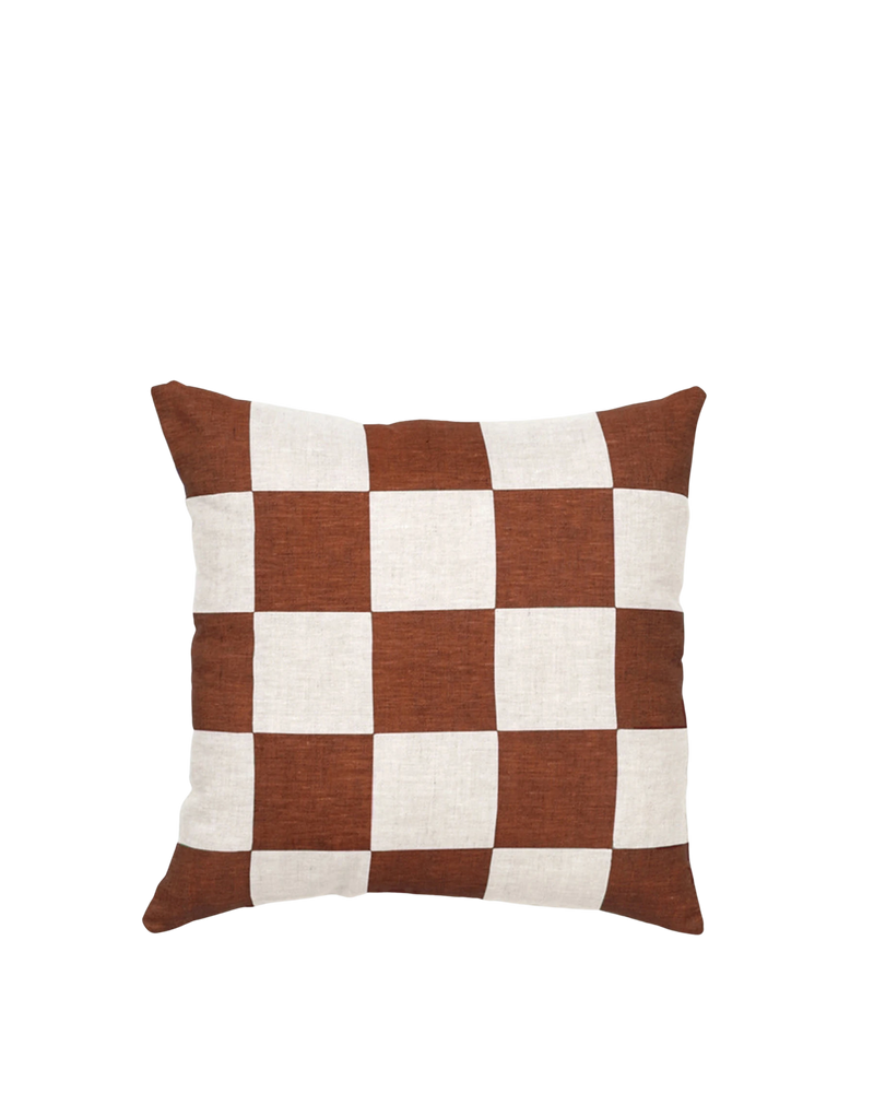 Big Check Square Cushion - Rust
