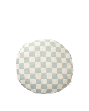 Check Round Cushion - Sky