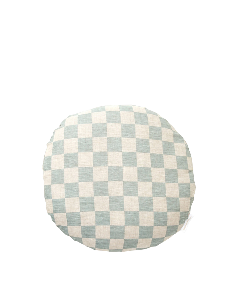 Check Round Cushion - Sky