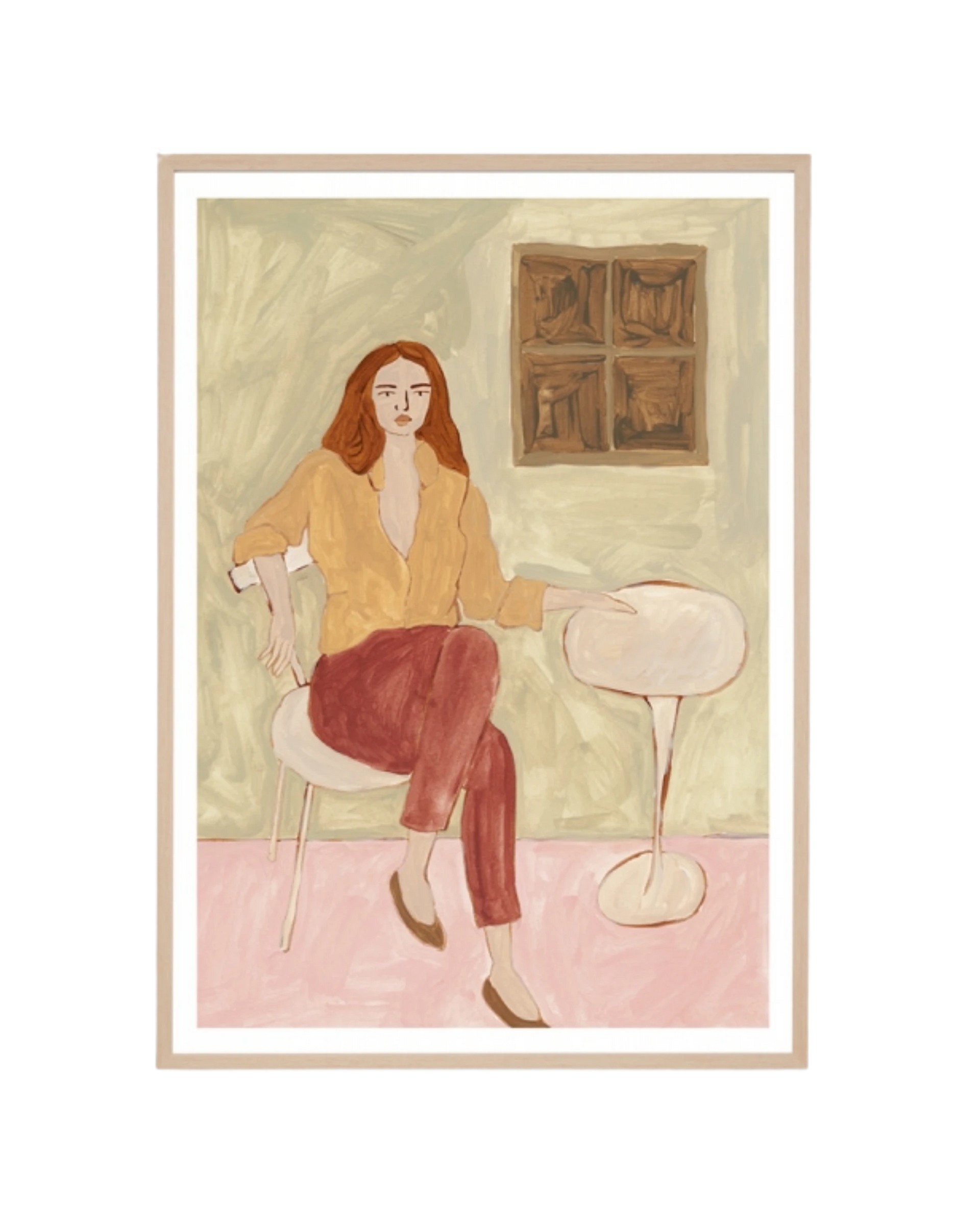 Dinner Party Sage 1 Print 87cm x 122cm - Light Timber Frame