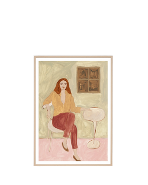 Dinner Party Sage 1 Print 62cm x 87cm - Light Timber Frame
