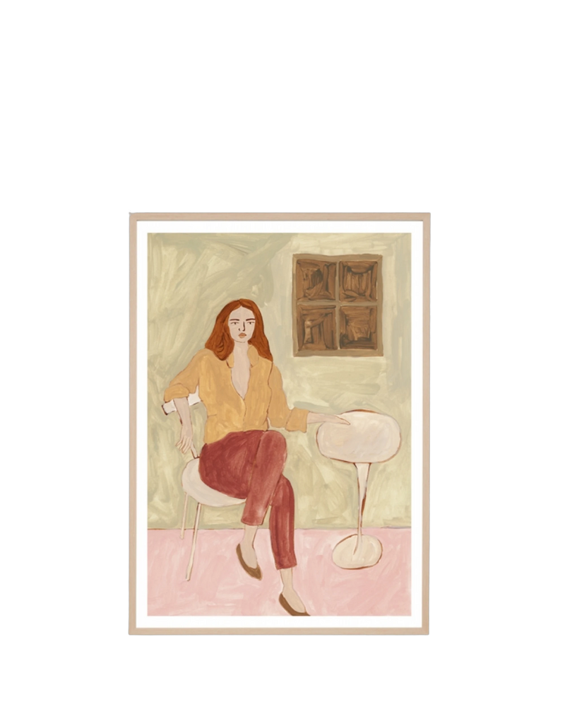 Dinner Party Sage 1 Print 87cm x 122cm - Light Timber Frame