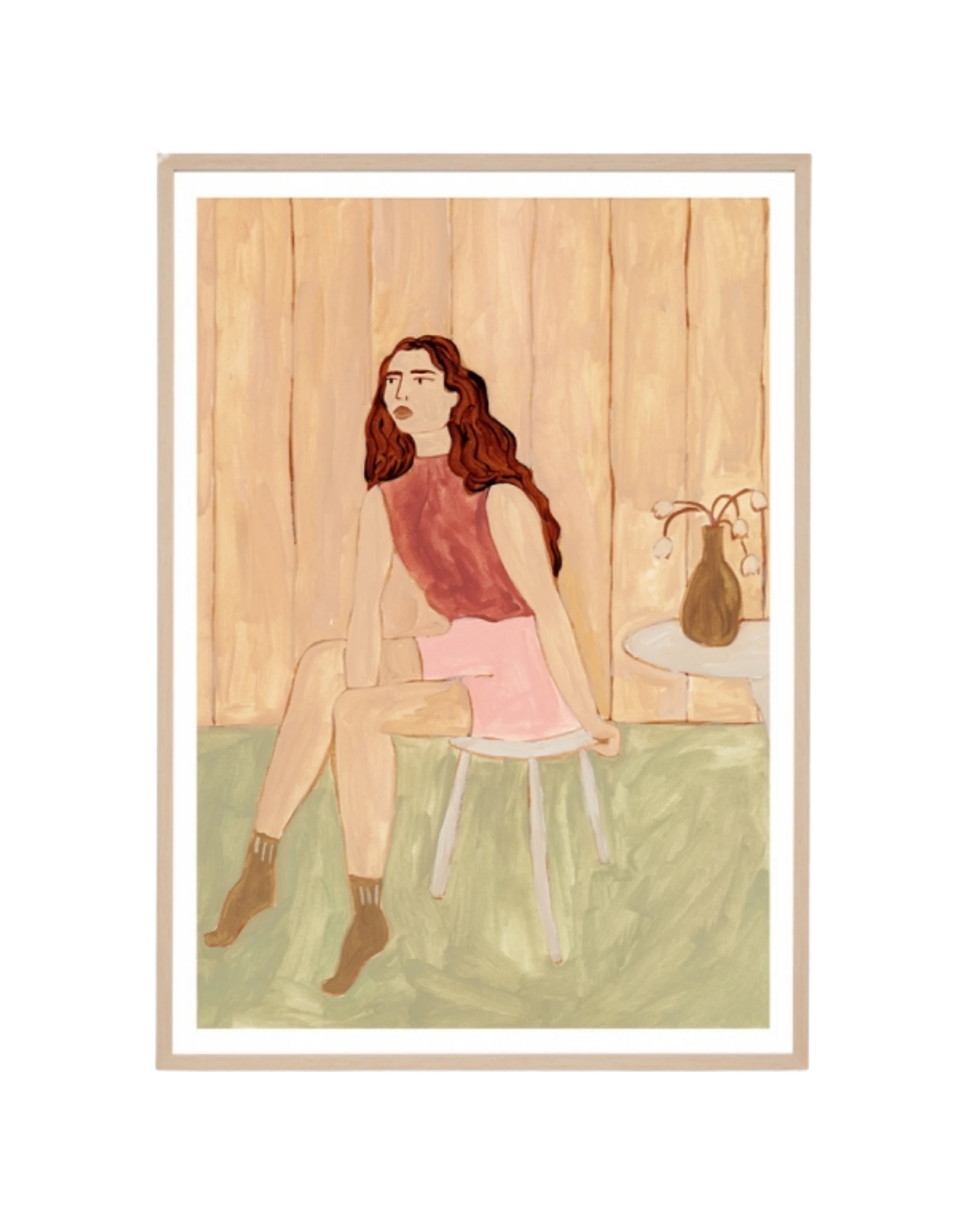 Dinner Party Sage 2 Print 62cm x 87cm - Light Timber Frame