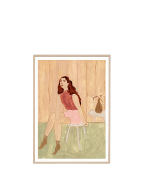 Dinner Party Sage 2 Print 62cm x 87cm - Light Timber Frame