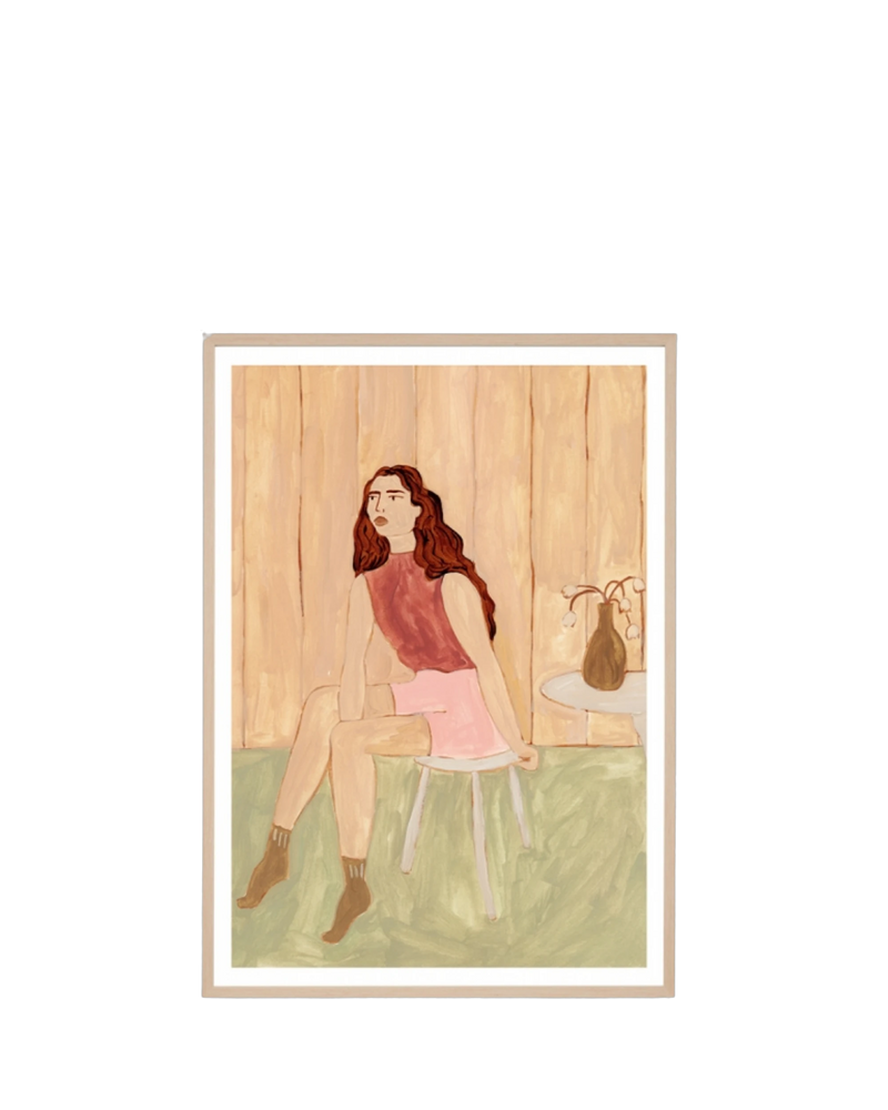 Dinner Party Sage 2 Print 62cm x 87cm - Light Timber Frame