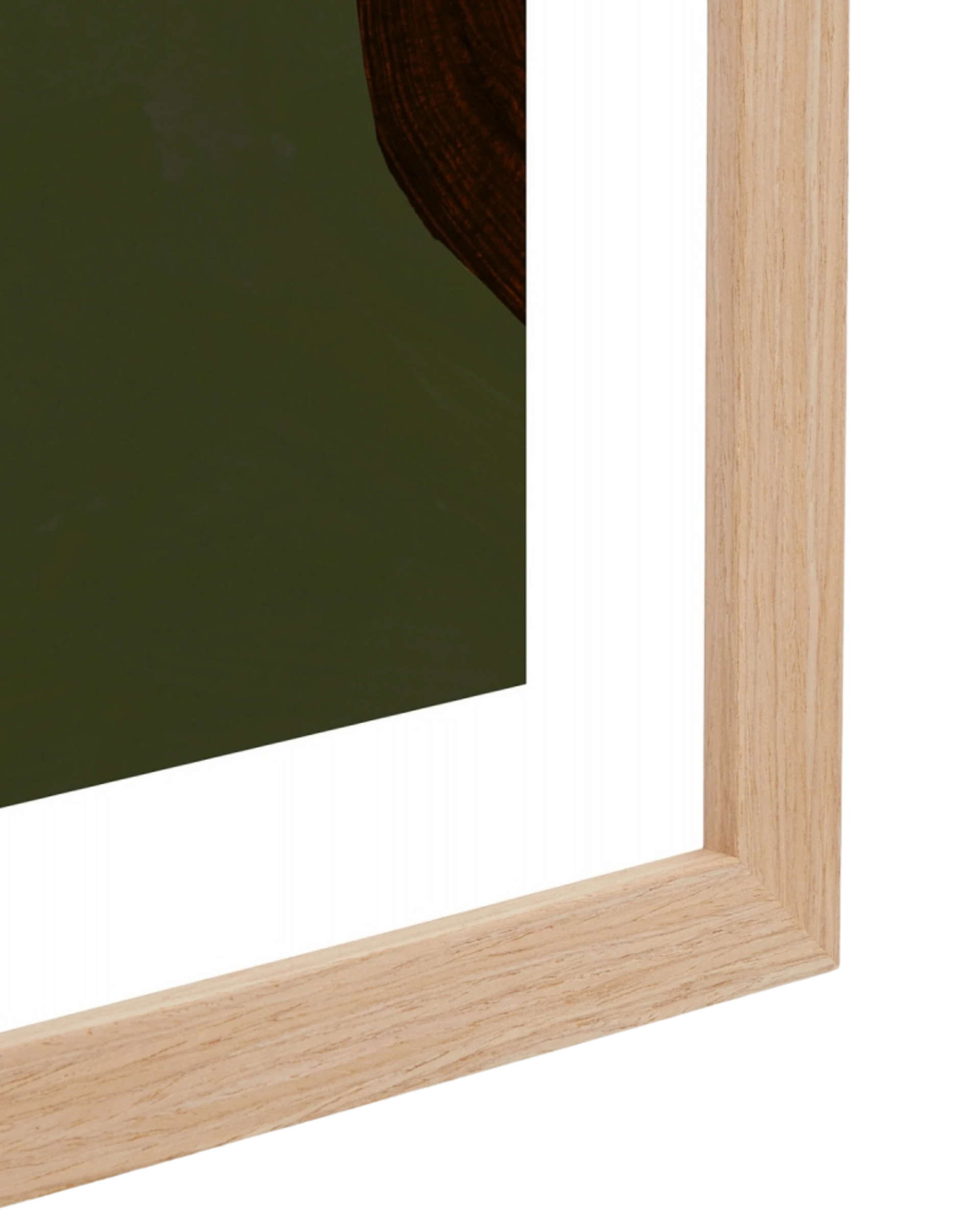 Evening Demitasse Olive Print 87cm x 122cm - Light Timber Frame