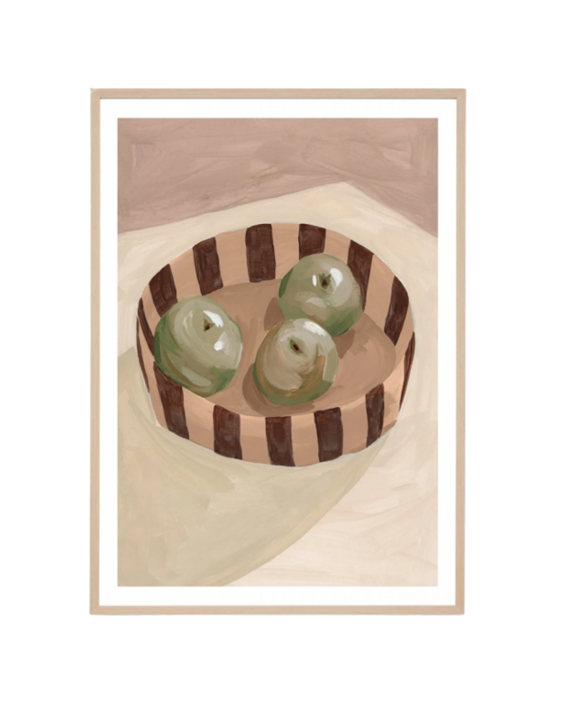 Fruit Bowl Nutmeg Print 62cm x 87cm - Light Timber Frame