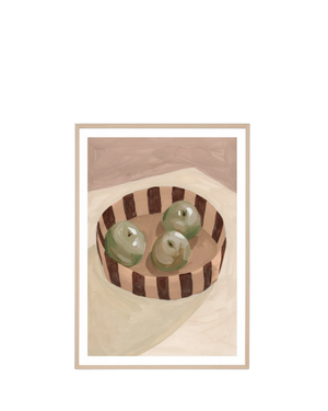 Fruit Bowl Nutmeg Print 62cm x 87cm - Light Timber Frame