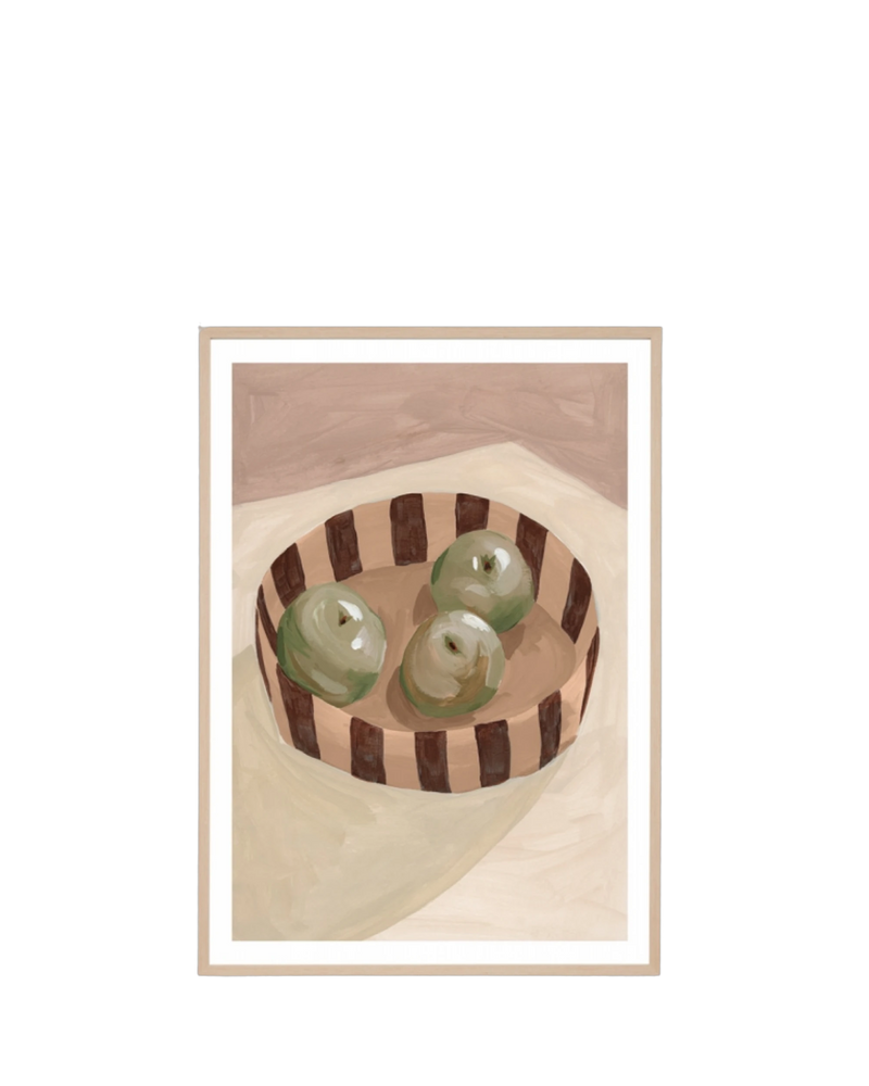 Fruit Bowl Nutmeg Print 62cm x 87cm - Light Timber Frame