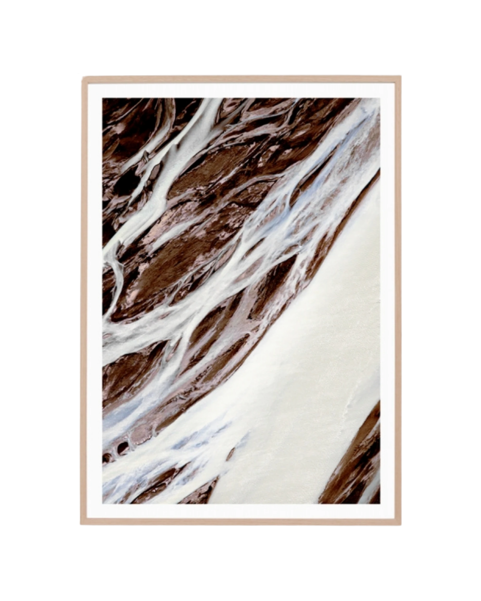 Glacial Flow 2 Print 87cm x 62cm - Light Timber Frame