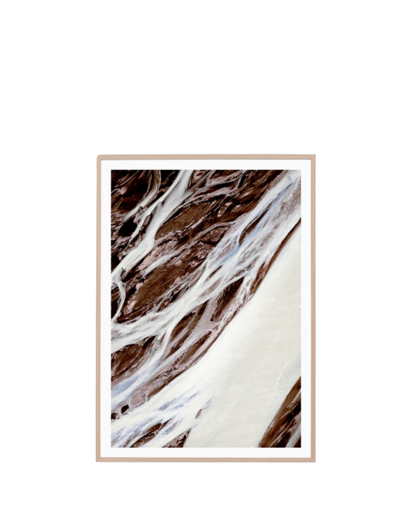 Glacial Flow 2 Print 87cm x 62cm - Light Timber Frame