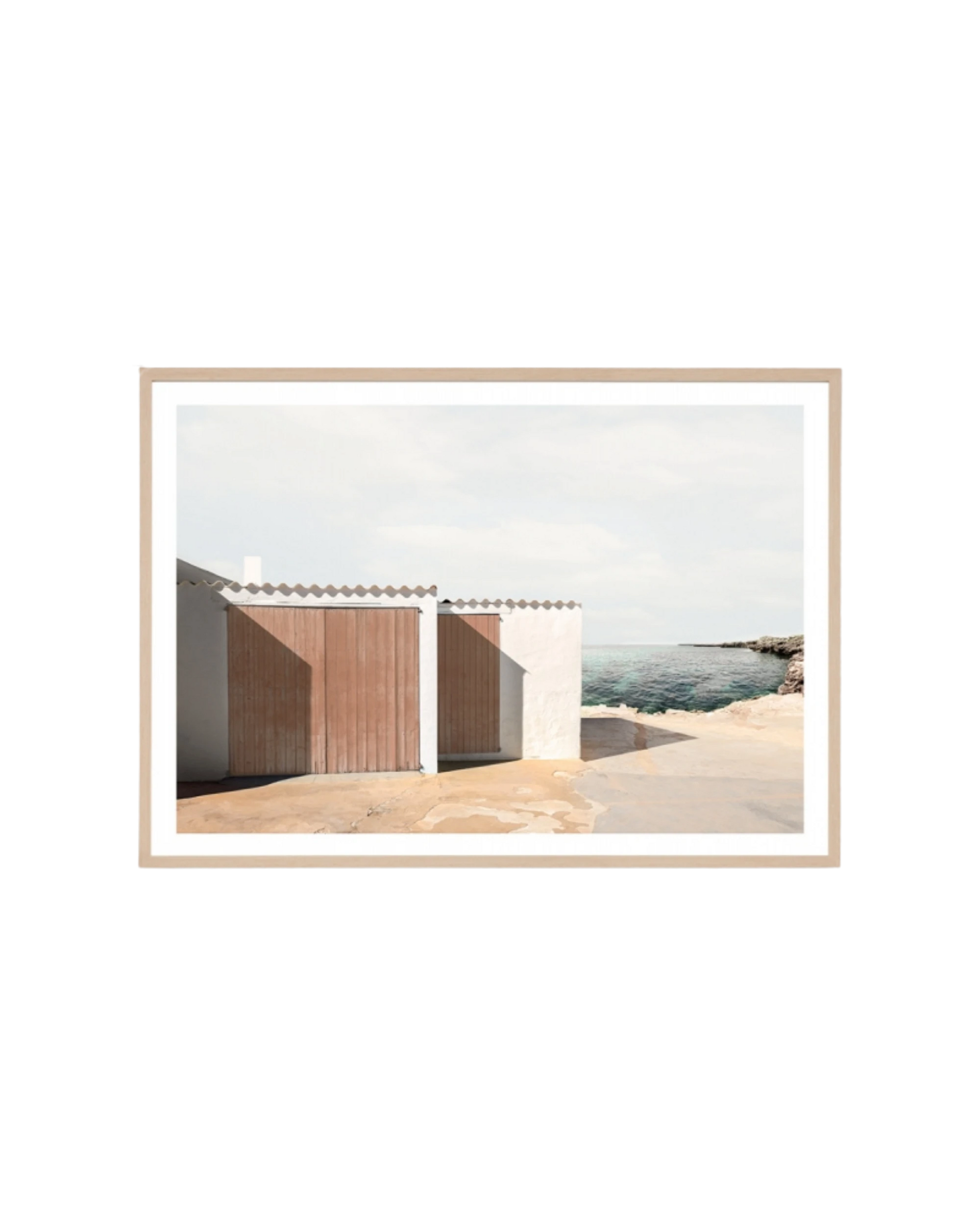 Island Houses Print 87cm x 62cm - Light Timber Frame
