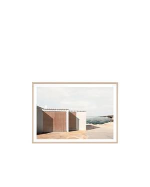 Island Houses Print 87cm x 62cm - Light Timber Frame