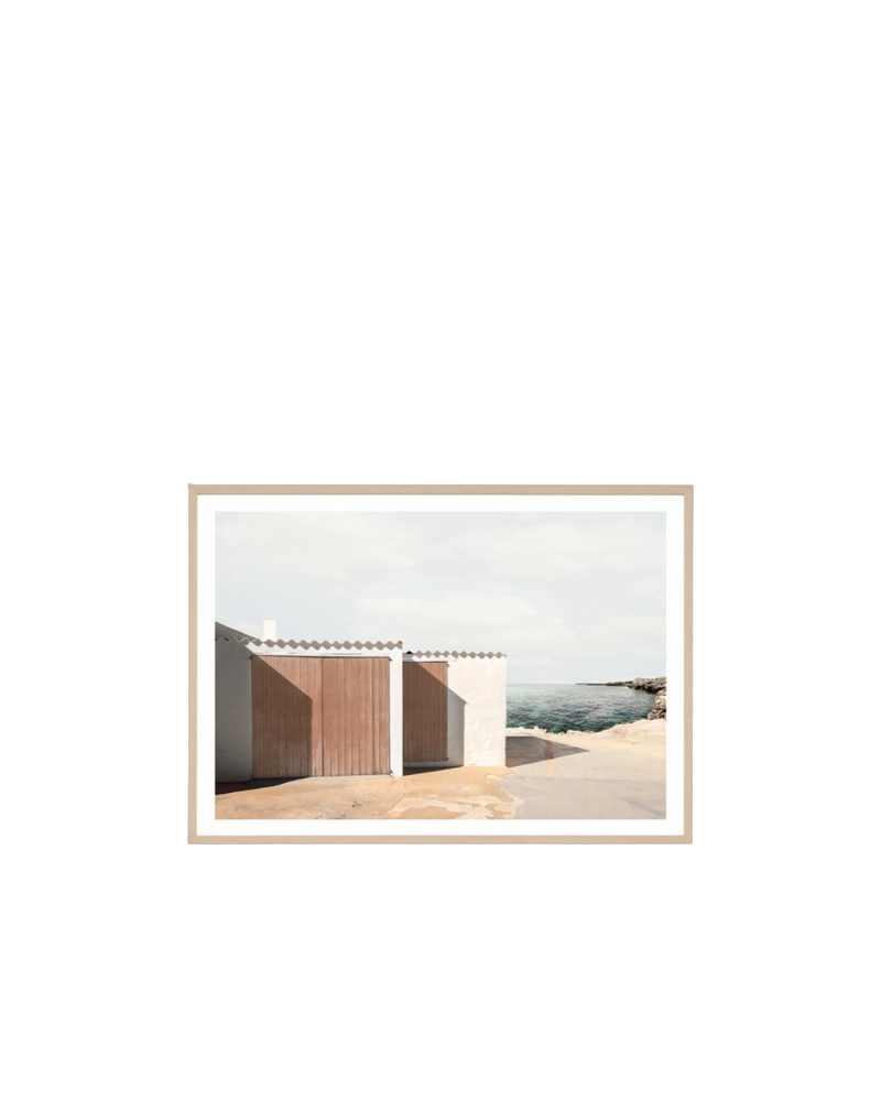 Island Houses Print 87cm x 62cm - Light Timber Frame