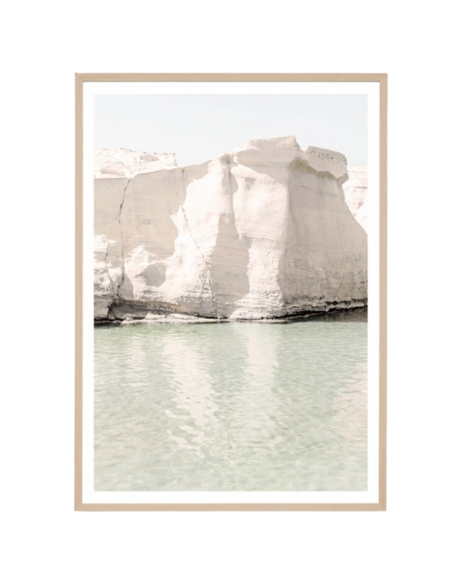 Ivory Cliff Print 62cm x 87cm - Light Timber Frame