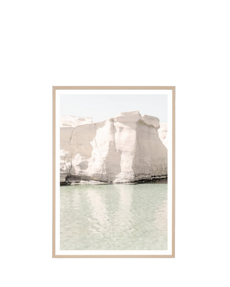 Ivory Cliff Print 62cm x 87cm - Light Timber Frame
