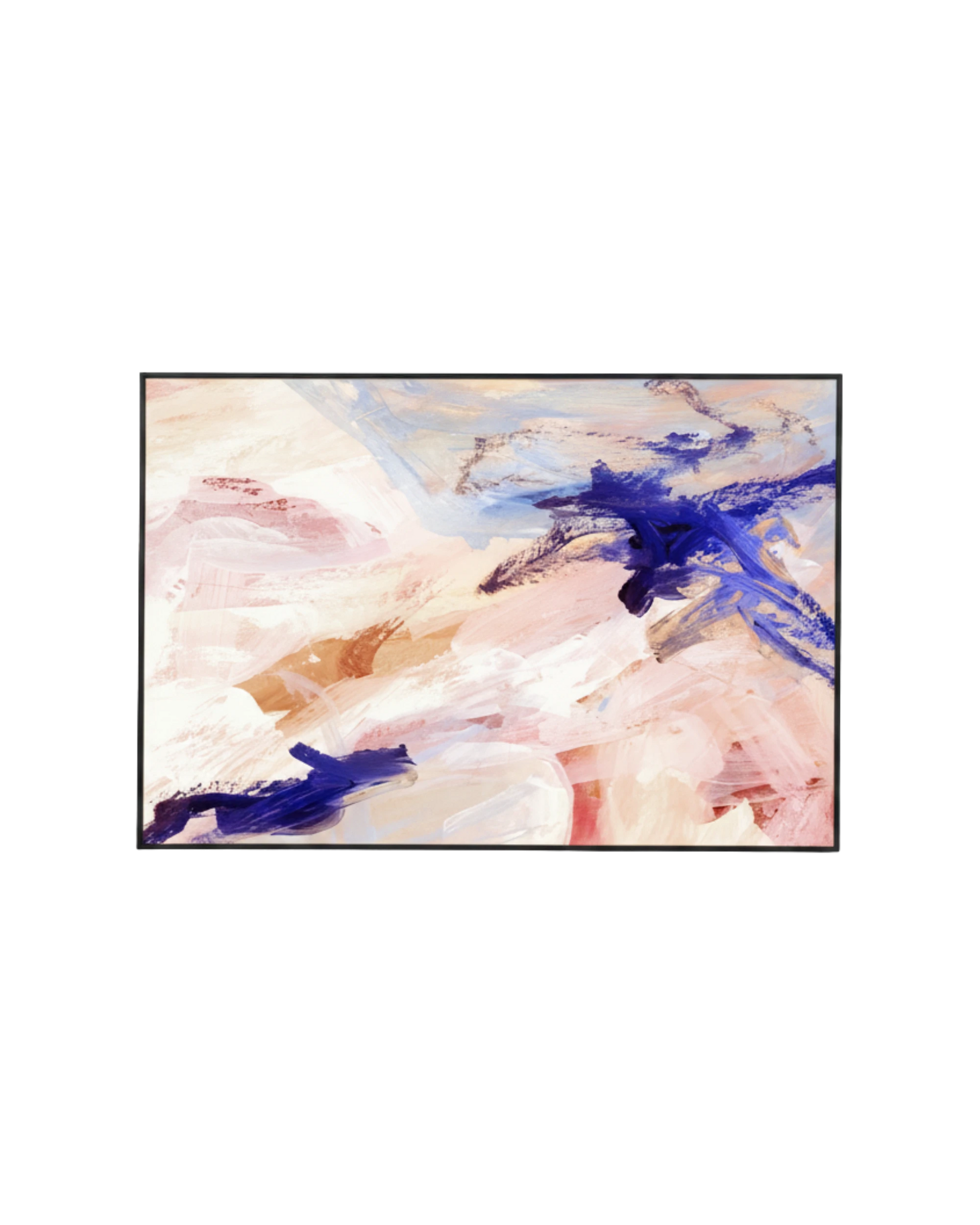 Kori Cobalt Canvas Print 60cm x 90cm  - Black Frame