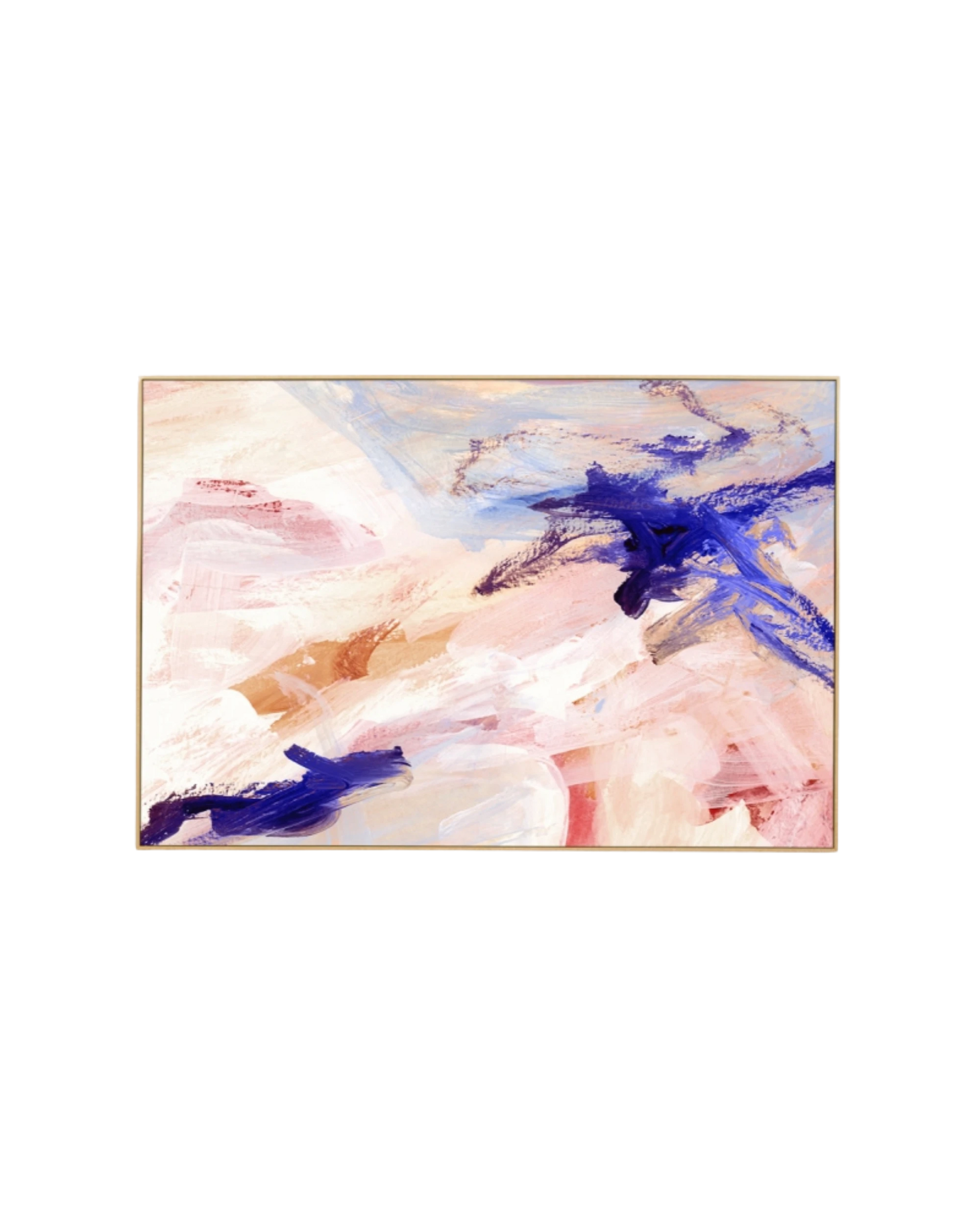 Kori Cobalt Canvas Print 60cm x 90cm  - Light Timber Frame
