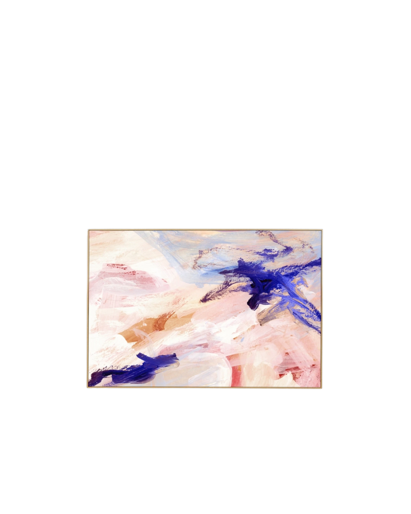 Kori Cobalt Canvas Print 60cm x 90cm  - Light Timber Frame