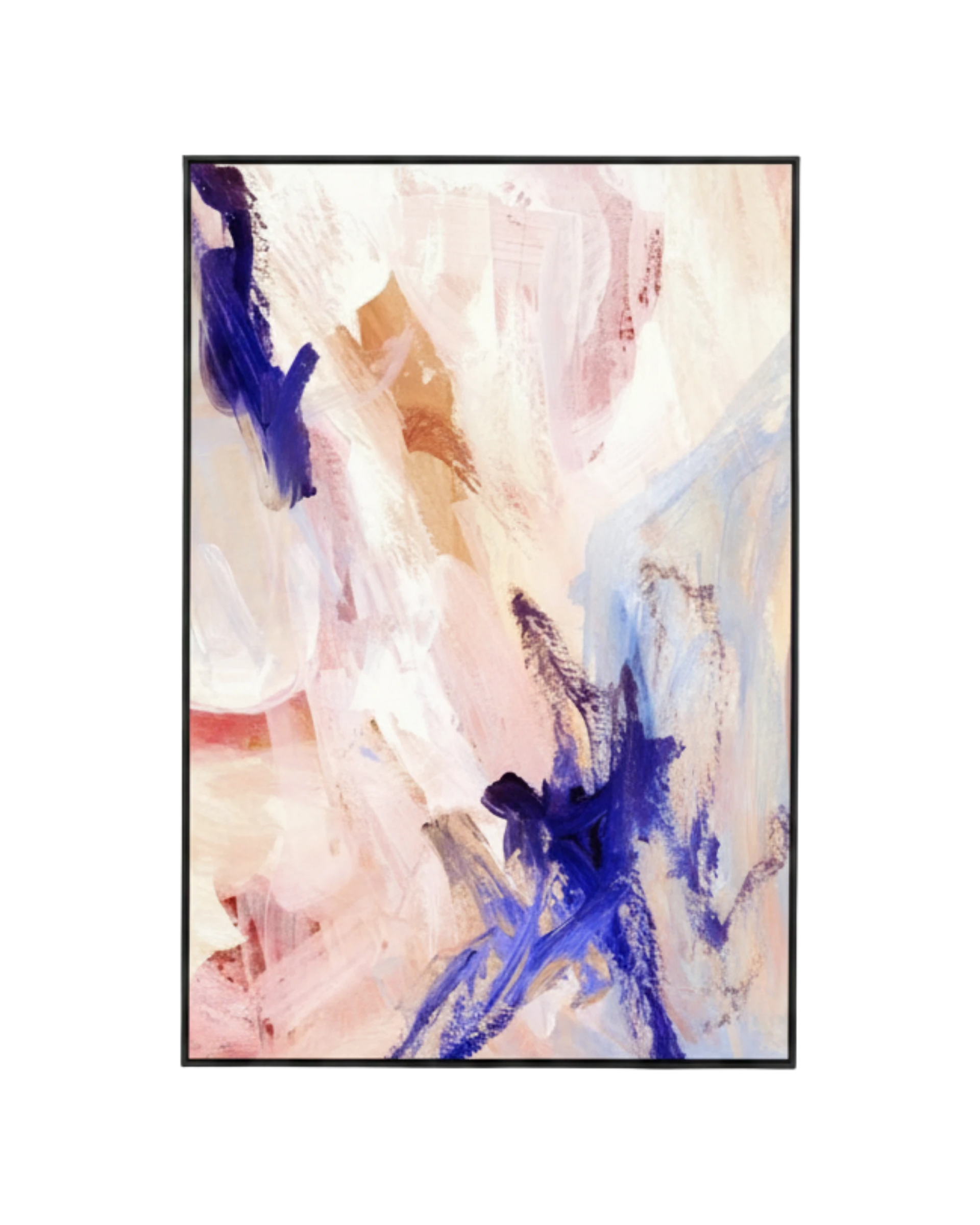 Kori Cobalt Canvas Print 80cm x 120cm - Black Frame