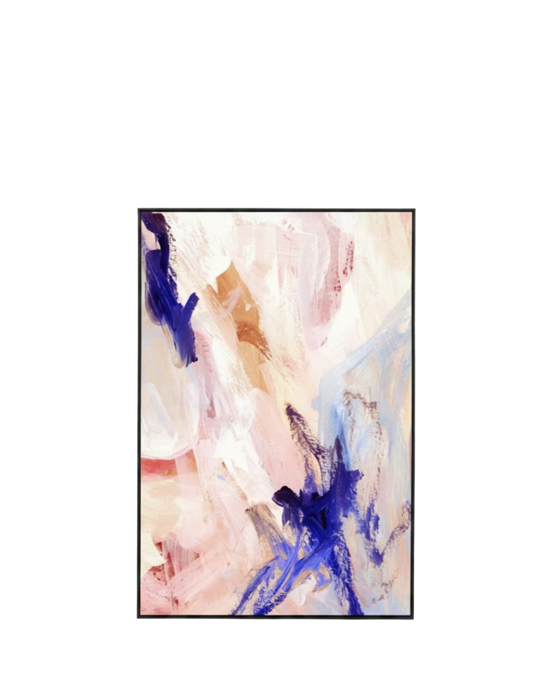 Kori Cobalt Canvas Print 80cm x 120cm - Black Frame