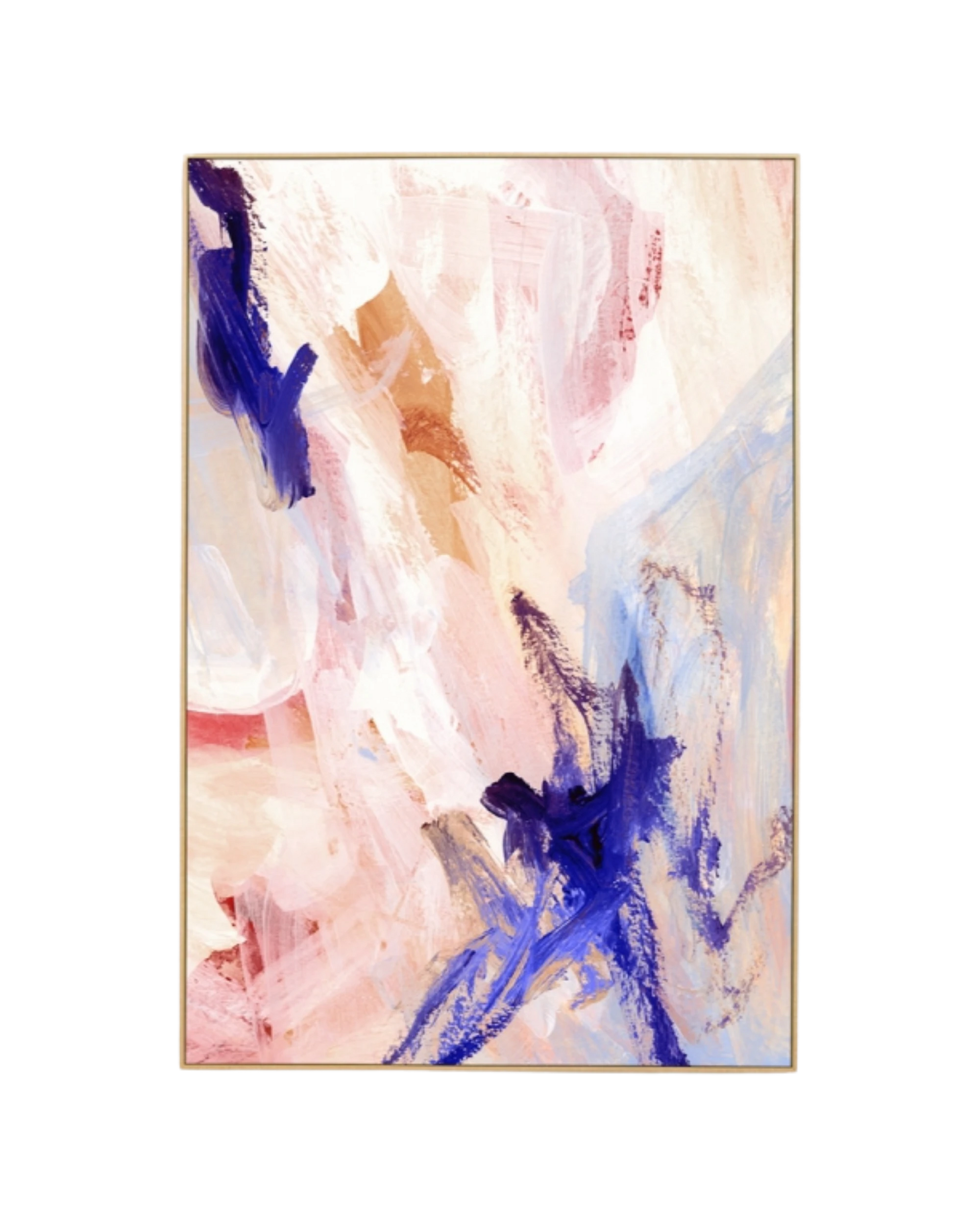 Kori Cobalt Canvas Print 80cm x 120cm - Light Timber Frame