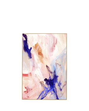 Kori Cobalt Canvas Print 80cm x 120cm - Light Timber Frame