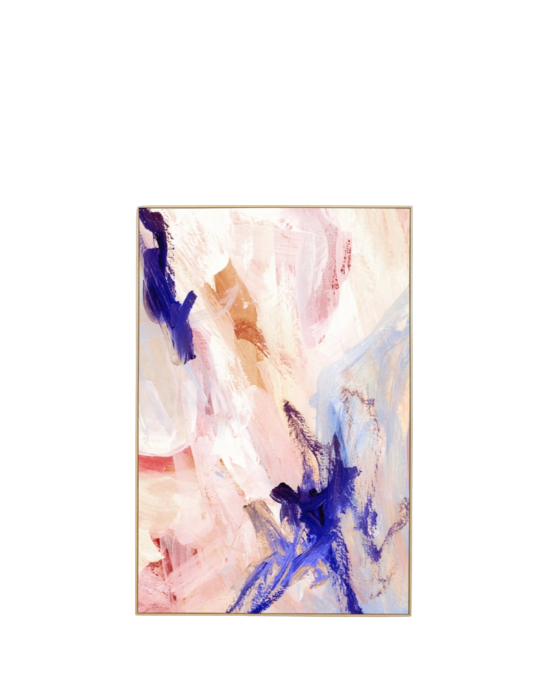 Kori Cobalt Canvas Print 80cm x 120cm - Light Timber Frame