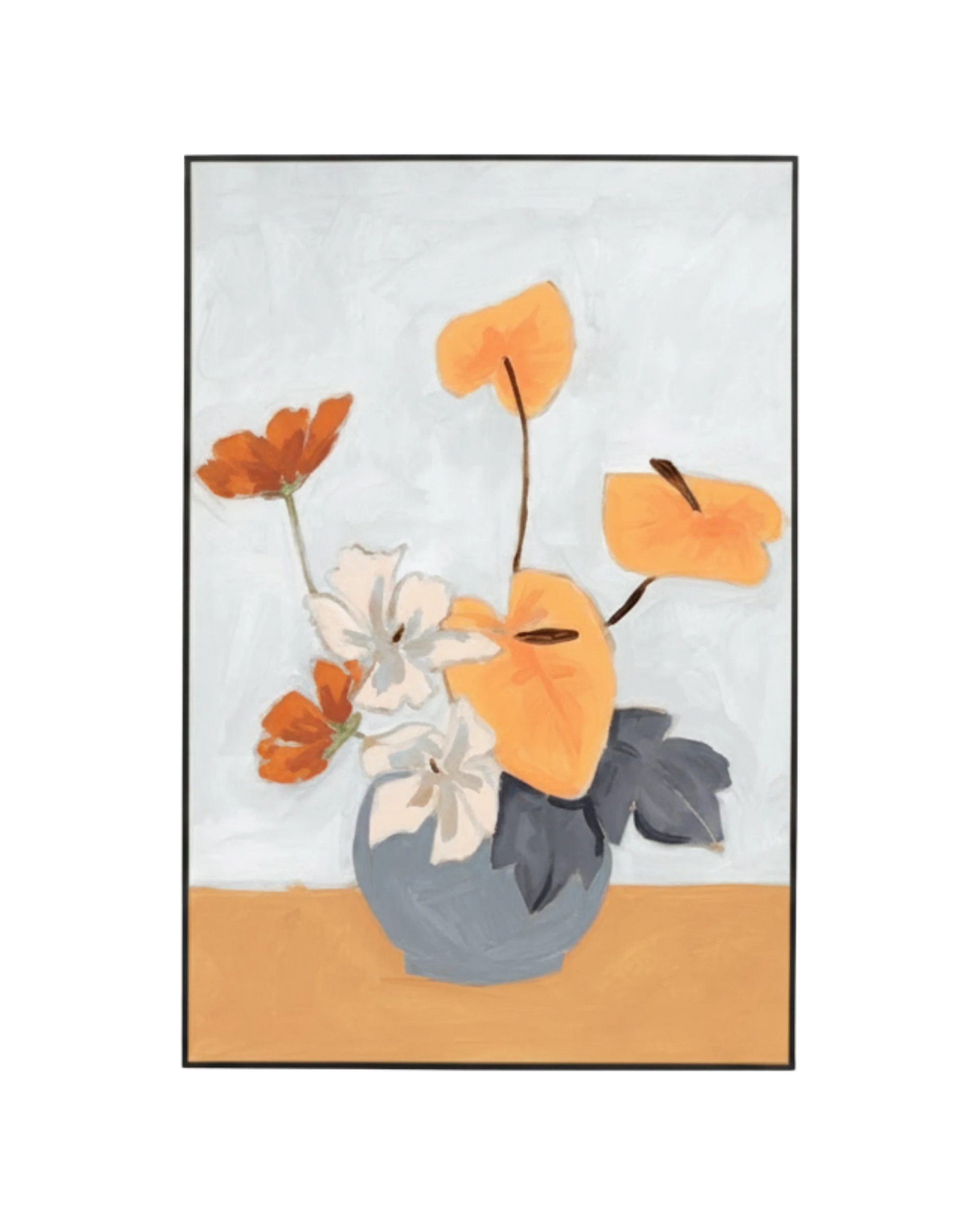 Lily Bouquet Orange Canvas Print 60cm x 90cm - Black Frame