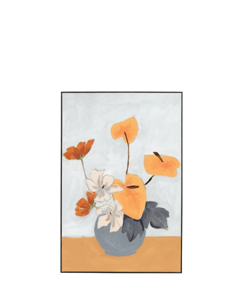 Lily Bouquet Orange Canvas Print 60cm x 90cm - Black Frame