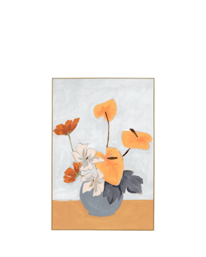 Lily Bouquet Orange Canvas Print 60cm x 90cm - Light Timber Frame