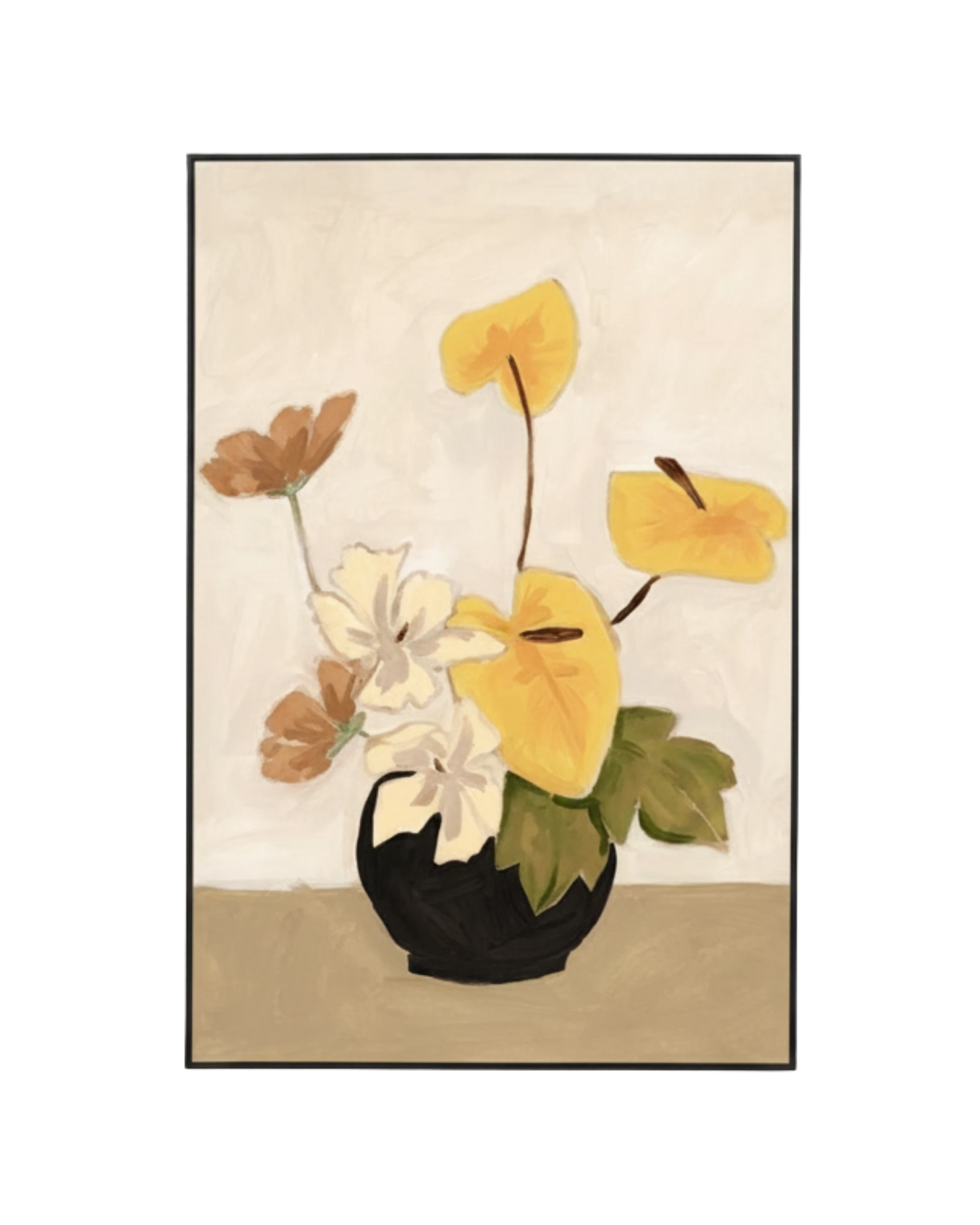 Lily Bouquet Yellow Canvas Print 80cm x 120cm - Black Frame