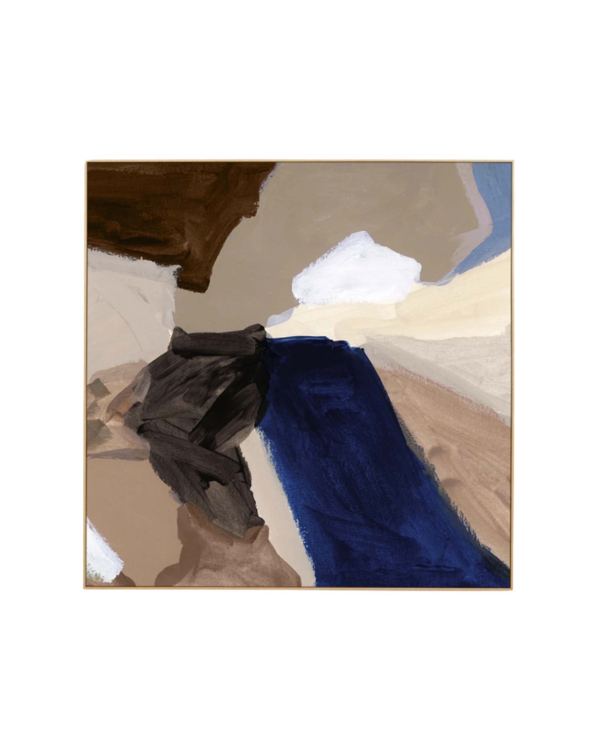 Lincoln Cobalt 1 Canvas Print 100cm x 100cm - Light Timber Frame