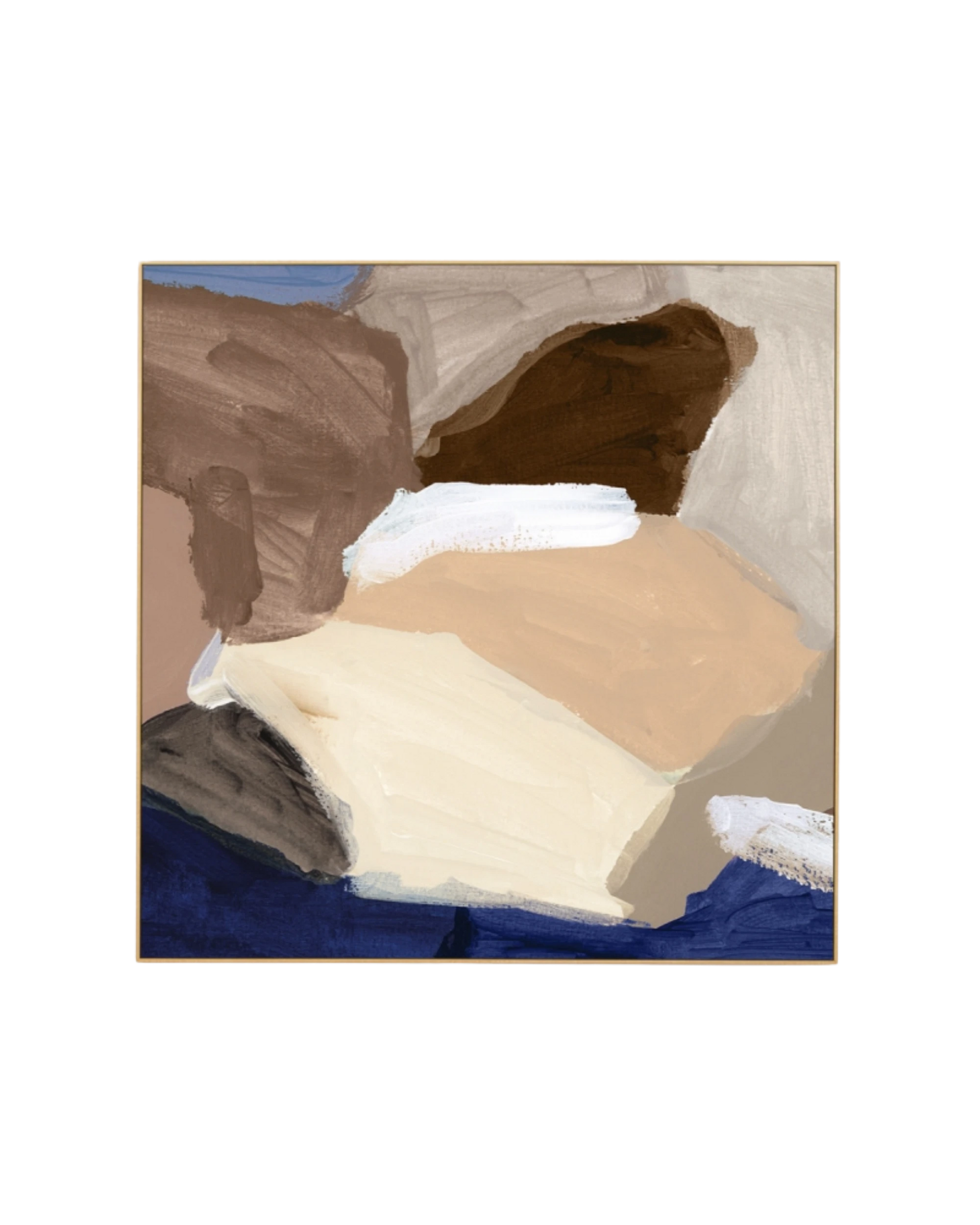 Lincoln Cobalt 2 Canvas Print 100cm x 100cm - Light Timber Frame