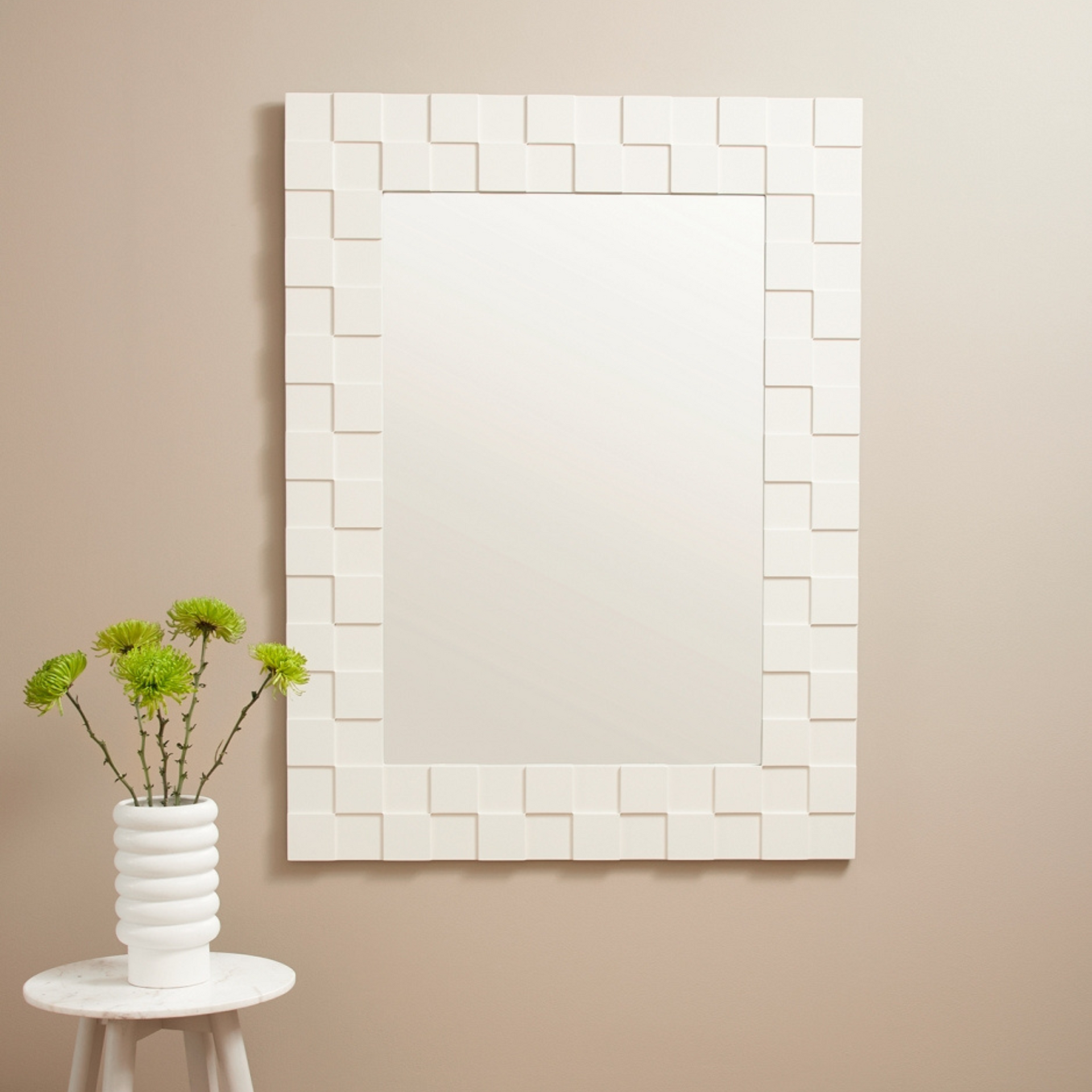 Checked Mirror 96cm x 128cm - Snow