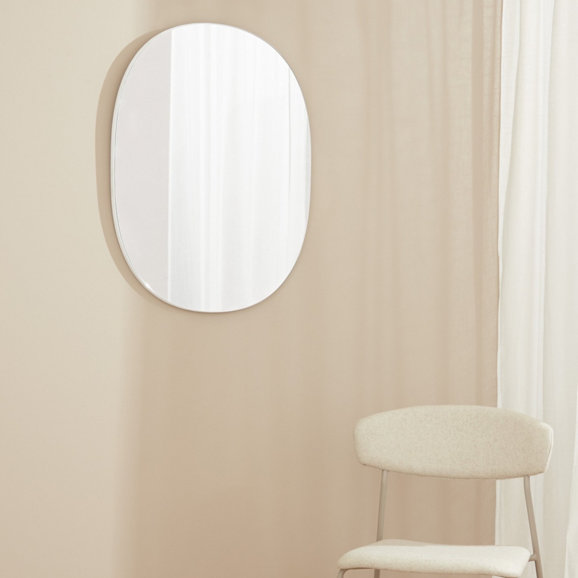 Miller Small Bright White Oval Mirror 60cm x 75cm