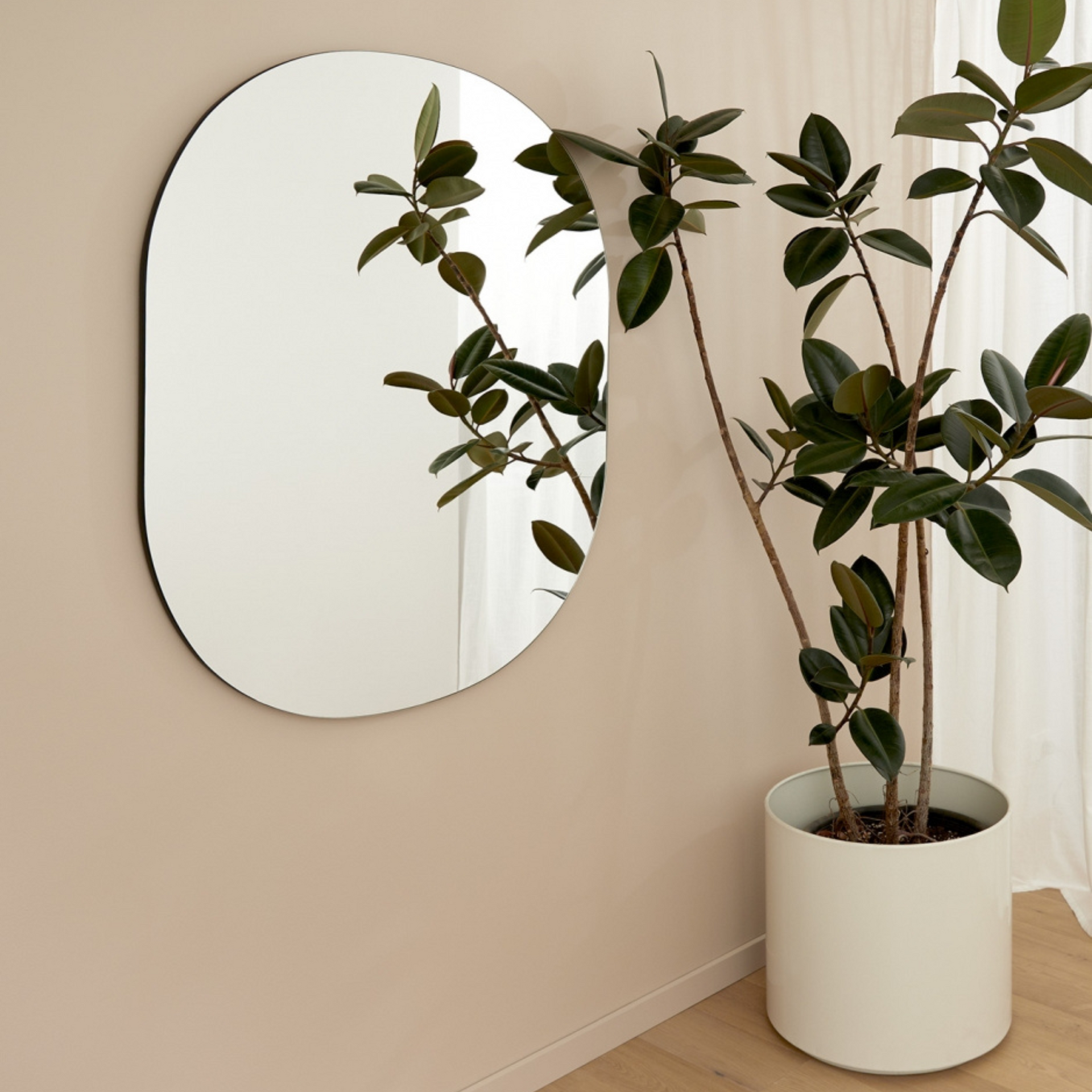 Miller Large Black Oval Mirror 90cm x 110cm