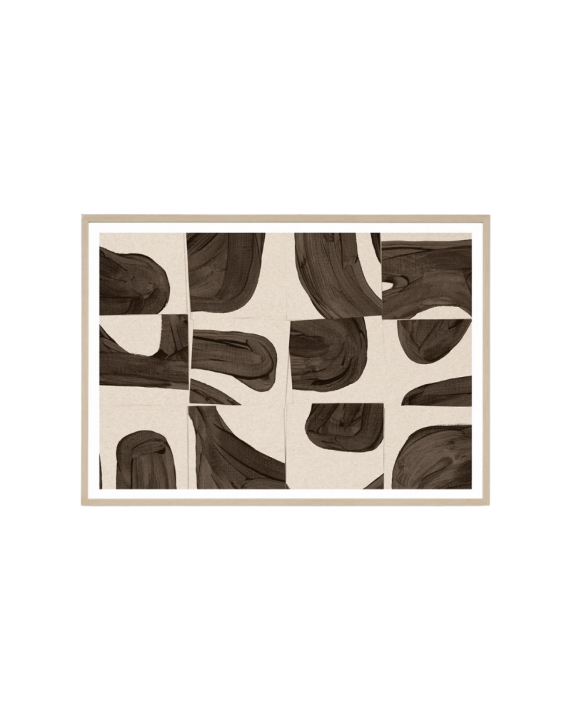 Monaco Umber Print 87cm x 122cm - Light Timber Frame