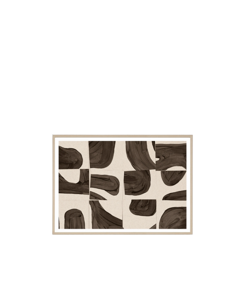 Monaco Umber Print 87cm x 122cm - Light Timber Frame