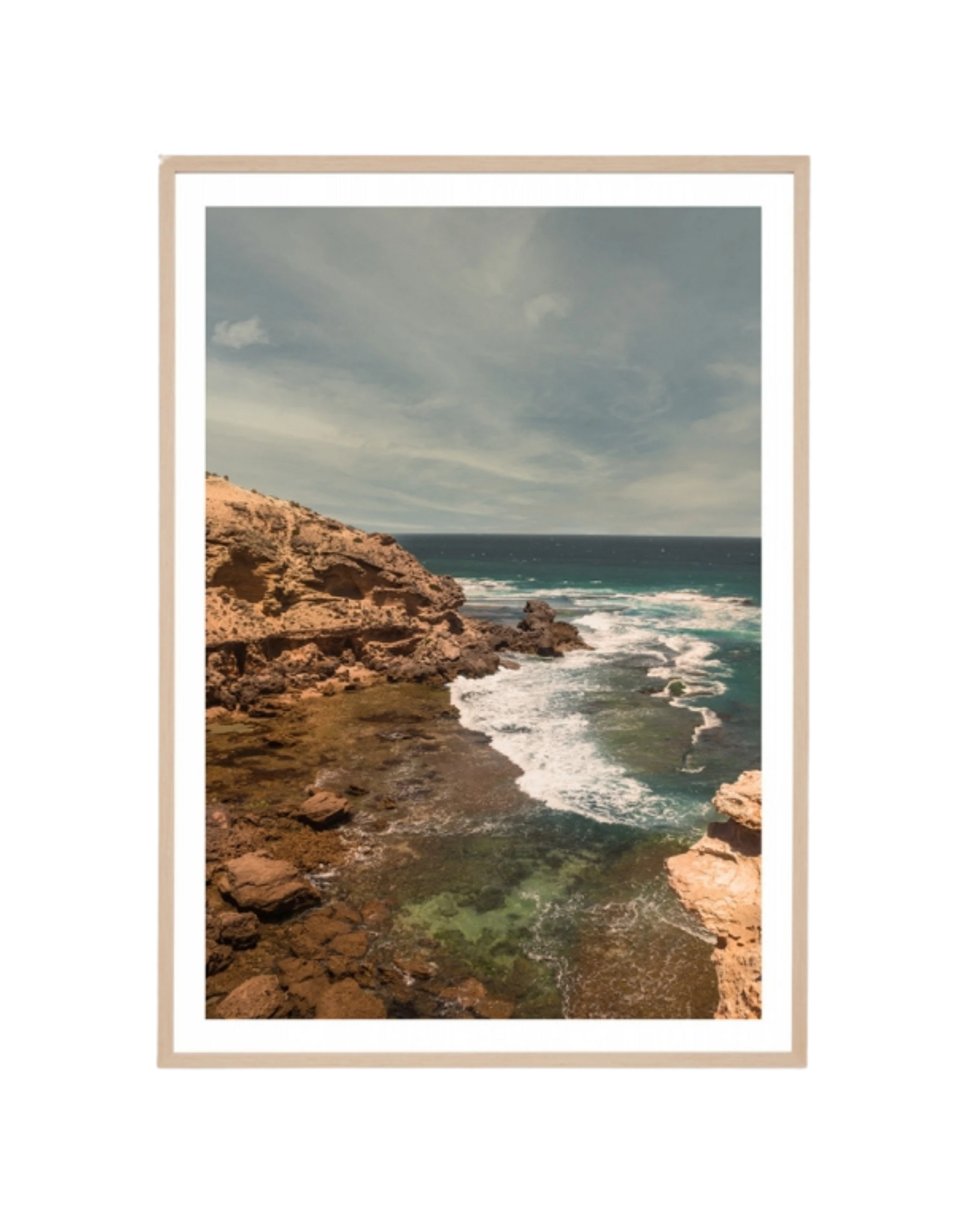 Ocean Cove Print 87cm x 122cm - Light Timber Frame