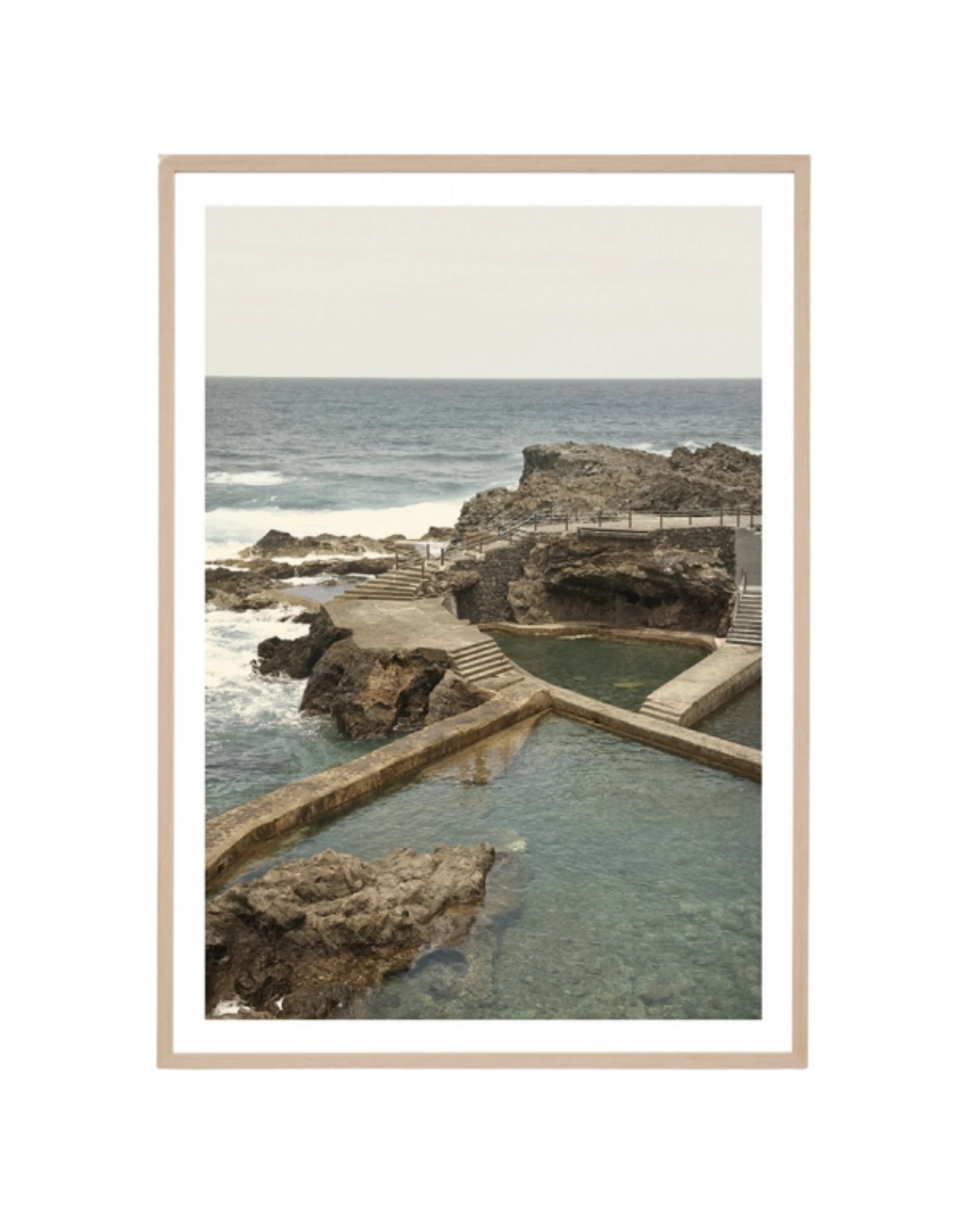 Oceanside Dip Print 62cm x 87cm - Light Timber Frame