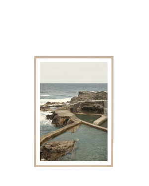 Oceanside Dip Print 62cm x 87cm - Light Timber Frame