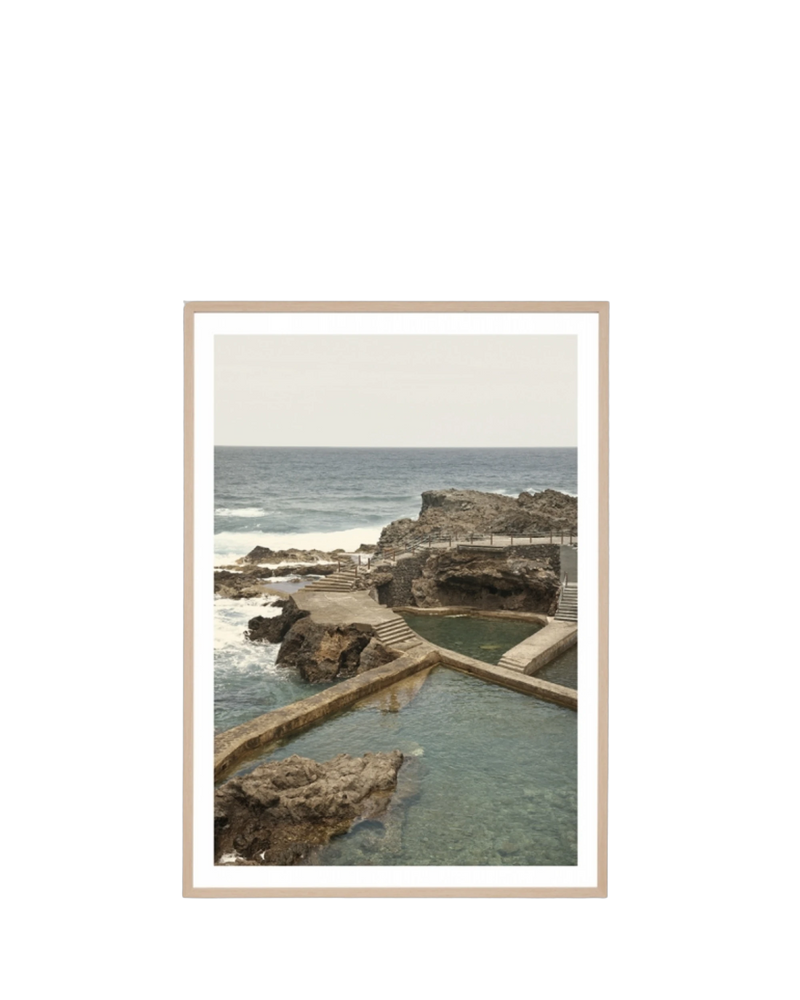 Oceanside Dip Print 62cm x 87cm - Light Timber Frame